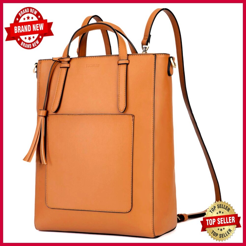 Convertible Tote Backpack Vegan Leather Laptop Bag Work Travel College